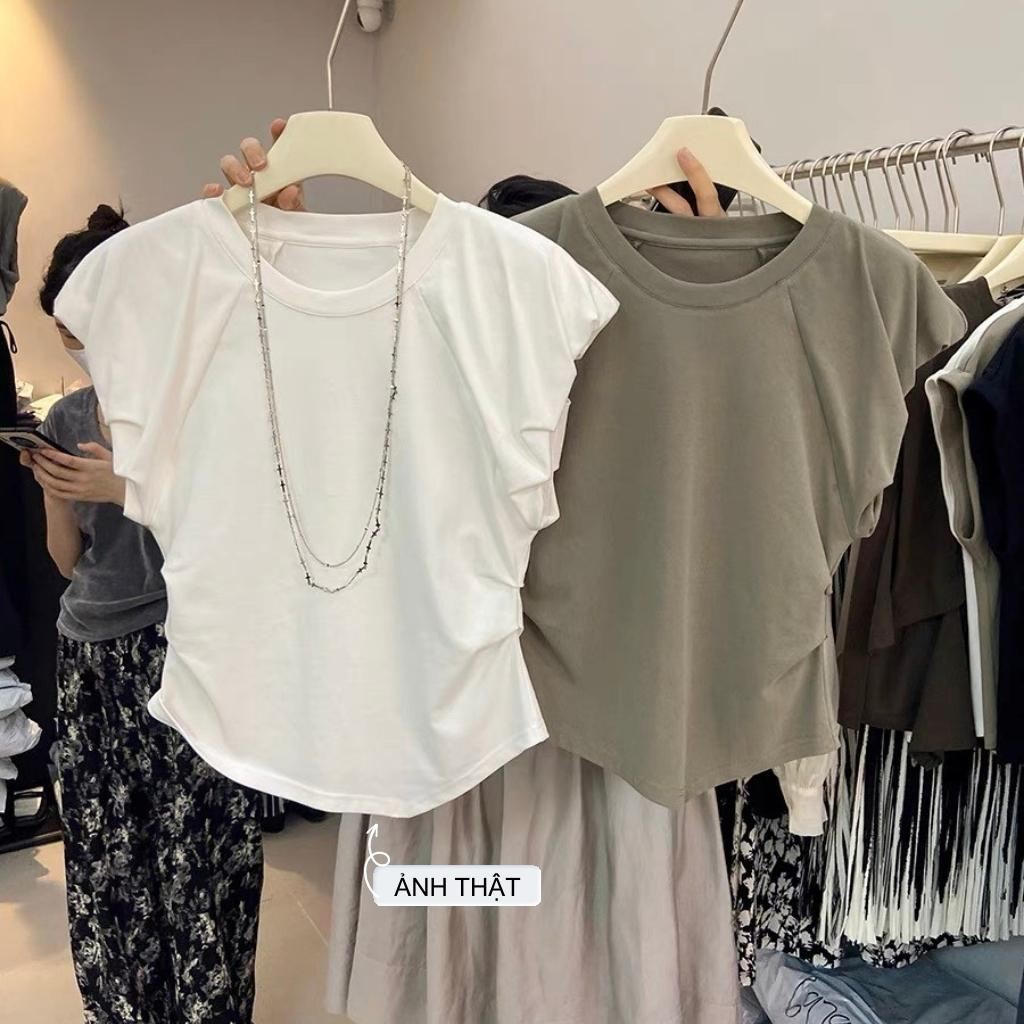 Áo thun LAM tay hến hàng quảng châu, áo nữ cổ tròn phong cách năng động cho nữ mùa hè 2023
