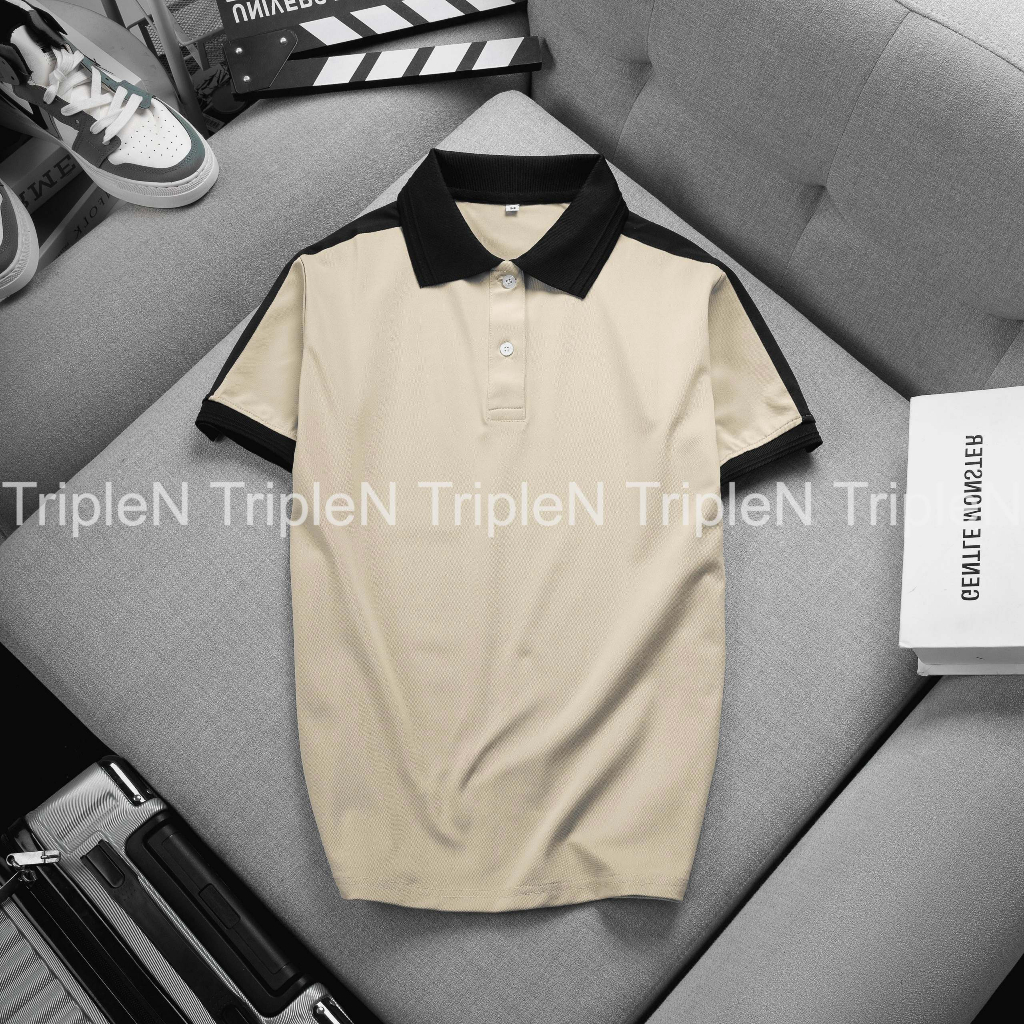 Áo polo nam cổ bẻ TripleN tay ngắn chất liệu vải cá sấu co giãn 4 chiều cao cấp, màu sắc trẻ trung, thời trang