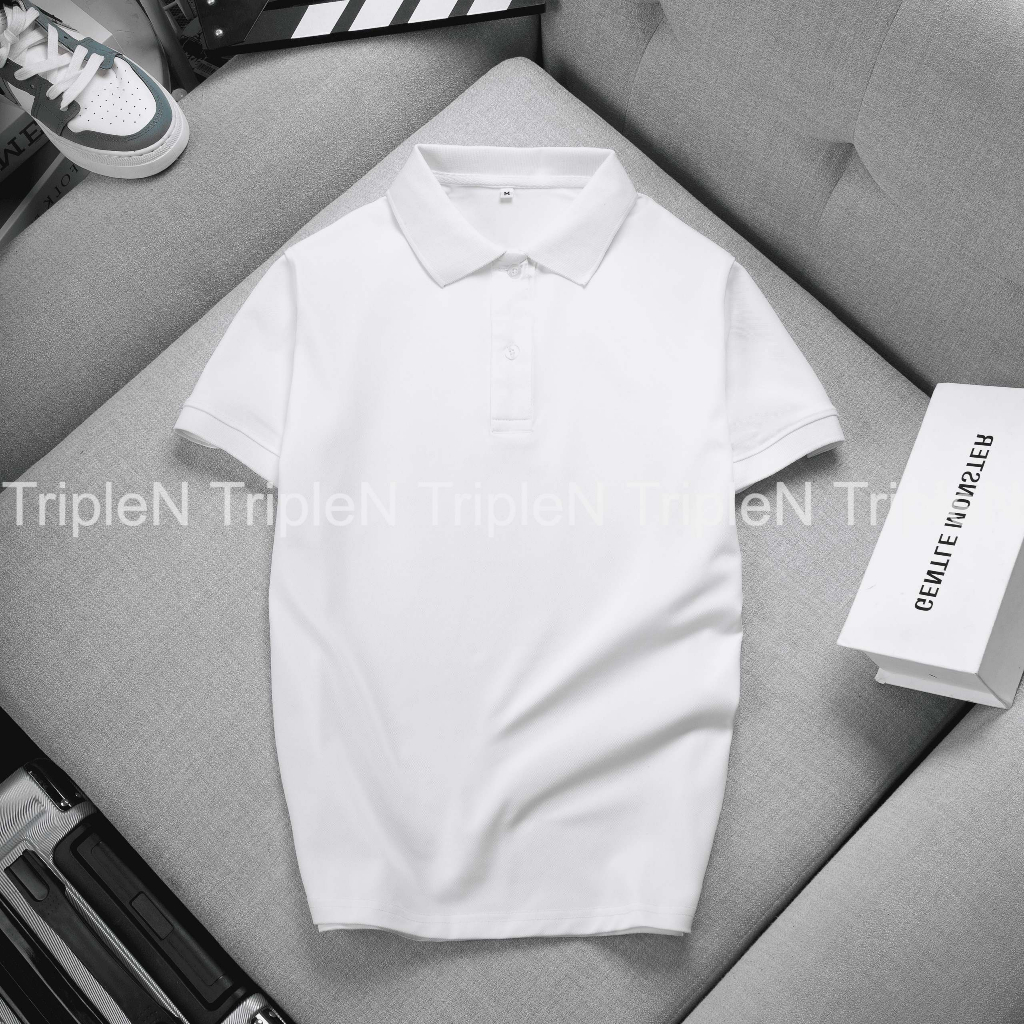 Áo polo nam cổ bẻ TripleN tay ngắn chất liệu vải cá sấu co giãn 4 chiều cao cấp, màu sắc trẻ trung, thời trang