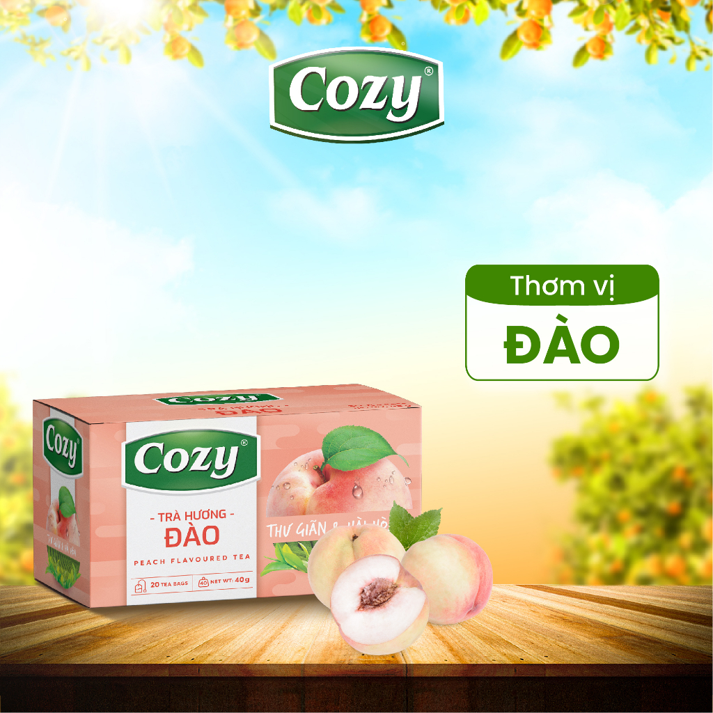 Trà hương Đào túi lọc Cozy (25 túi lọc x 2gr) - Thức uống giải khát ngọt ngào, thơm ngon