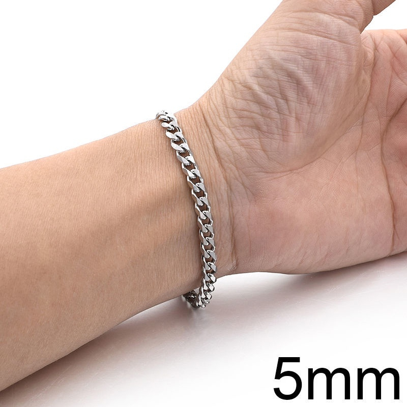Vòng Tay Dạng Dây Xích 4-8mm Bằng Thép Không Gỉ Màu Bạc MoonXWatch 18cm Dành Cho Nam Và Nữ