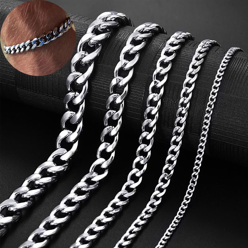 Vòng Tay Dạng Dây Xích 4-8mm Bằng Thép Không Gỉ Màu Bạc MoonXWatch 18cm Dành Cho Nam Và Nữ
