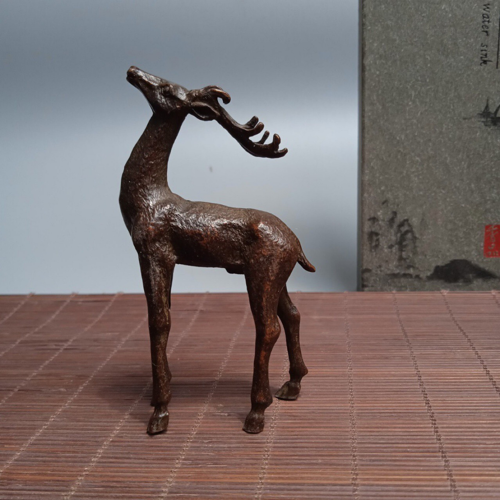 Tượng Nai-Chất liệu Kẻm Mạ Đồng Giả Cổ (TD330)