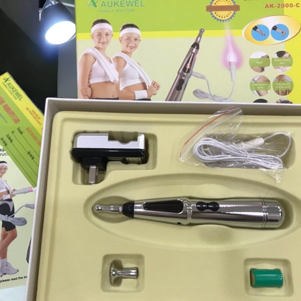 Bút Dò Huyệt Châm Cứu Kết Hợp Đèn Laser Hồng Ngoại AUKEWEL AK-2000C | Viêm mũi, Đau nhức, Ấn huyệt, 