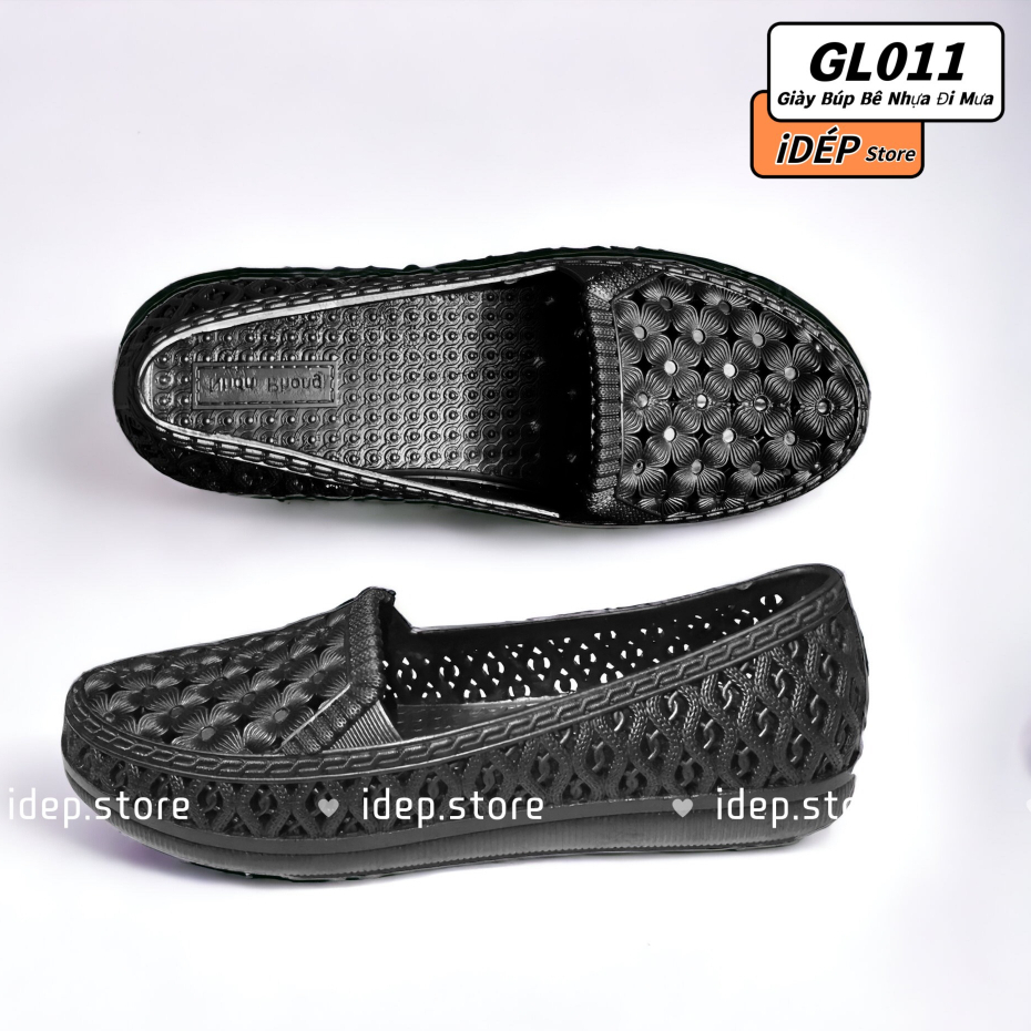 Giày Búp bê nhựa lỗ lưới hình Hoa Nhí chống trơn trượt đi Mưa, đi Biển, giày Công sở cho Nữ GL011 - iDép Store