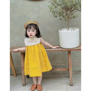 Váy Bé Gái 3 Màu Phối Ren Dáng Xuông Cao Cấp - Đậu Kids&Mom