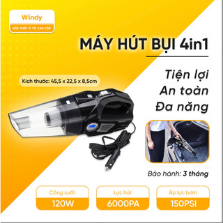 Máy hút bụi 4in1 cho xe ô tô - Máy hút bụi không dây cầm tay kiêm bơm lốp xe ô tô đang năng tiện lợi