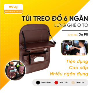 Túi đựng đồ đa năng 6 ngăn treo lưng ghế ô tô, hàng loại 1 dày dặn, treo sau lưng ghế tiện lợi