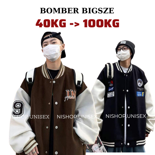 Áo khoác bomber bóng chày nam nữ big size 100kg/Bomber LN