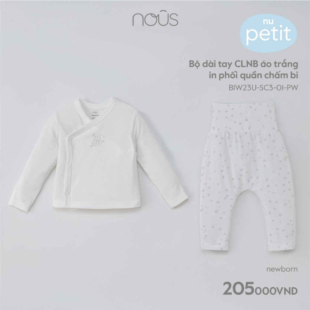 [FULL] Bộ quần áo sơ sinh cài lệch newborn Nous (3-5.5kg)