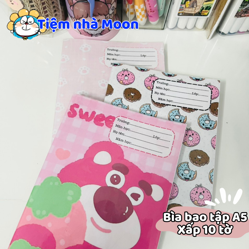 MẪU 2 - BAO TẬP KHỔ NHỎ 16cm*21cm -  BÌA BAO TẬP A5 CÓ SẴN BAO KÍNH HÌNH ẢNH DỄ THƯƠNG - BÌA BAO TẬP CUTE