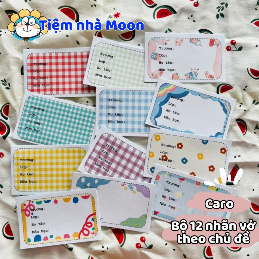 12 MIẾNG GIẤY NHÃN NHIỀU HÌNH