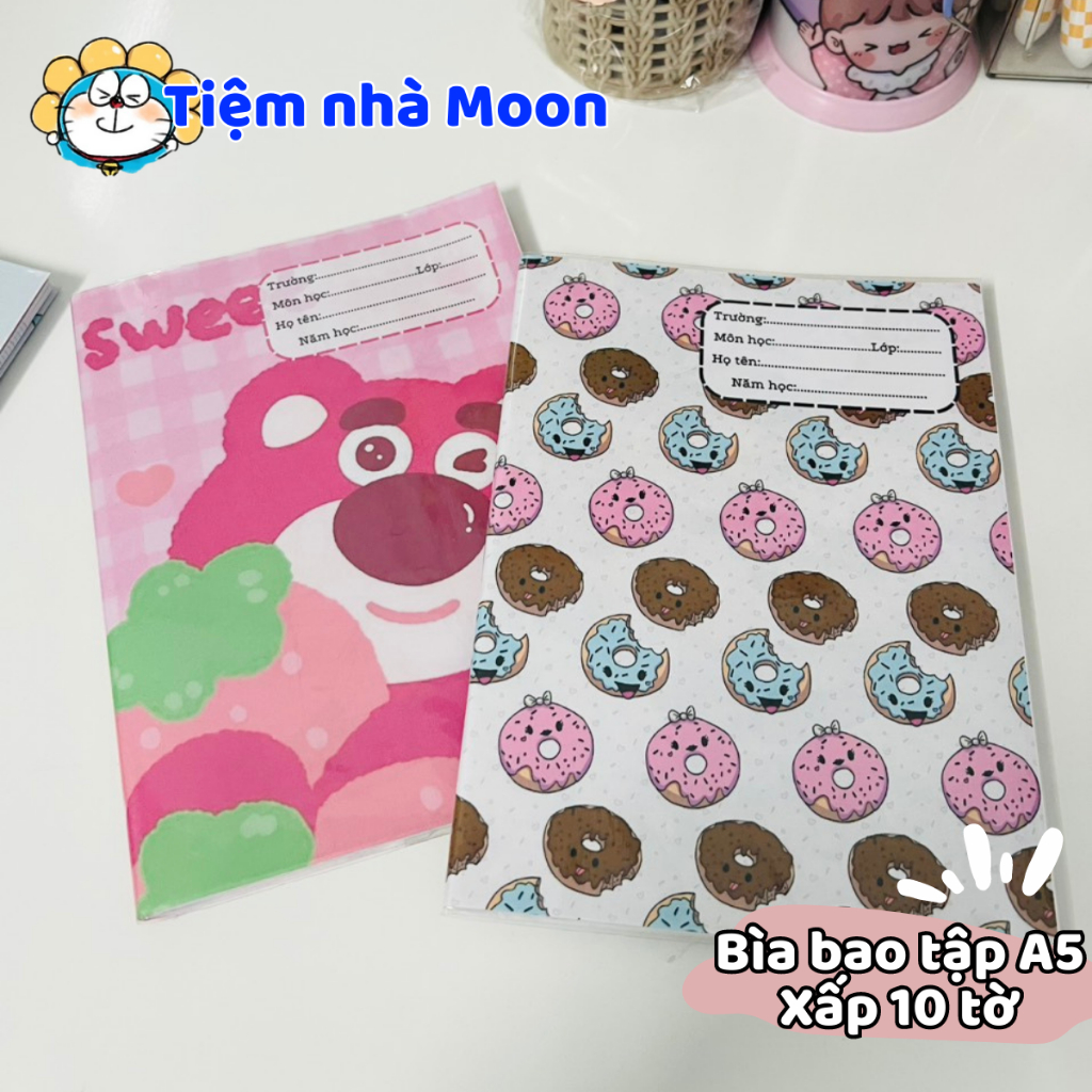 MẪU 2 - BAO TẬP KHỔ NHỎ 16cm*21cm -  BÌA BAO TẬP A5 CÓ SẴN BAO KÍNH HÌNH ẢNH DỄ THƯƠNG - BÌA BAO TẬP CUTE
