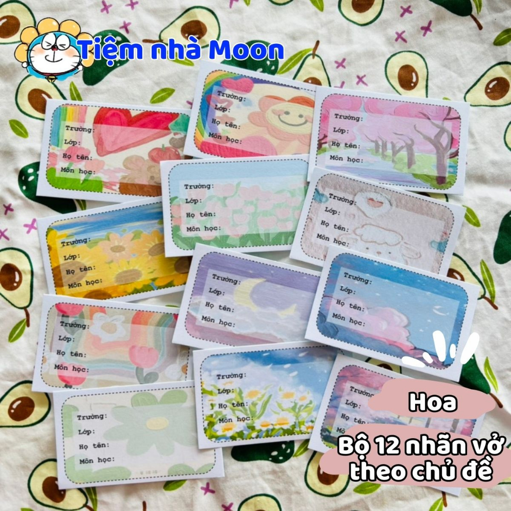 12 MIẾNG GIẤY NHÃN NHIỀU HÌNH