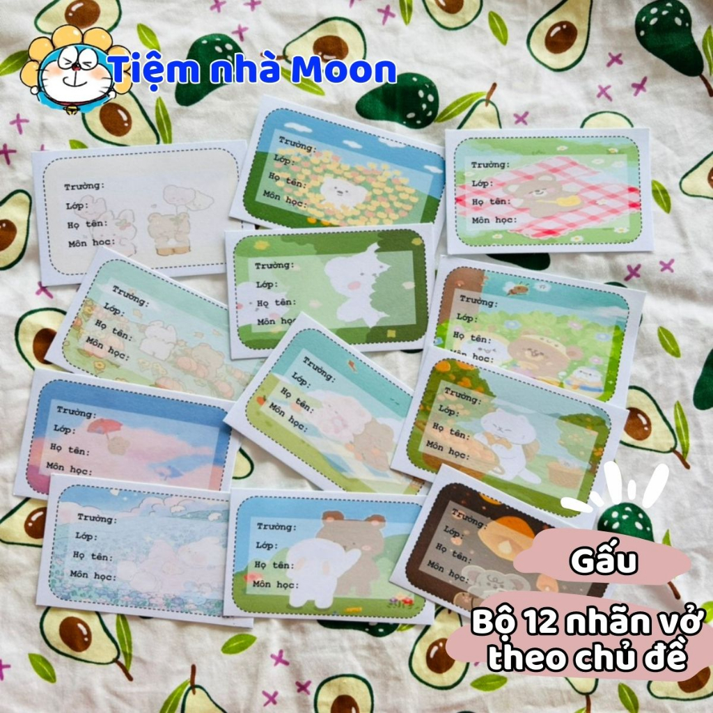 12 MIẾNG GIẤY NHÃN NHIỀU HÌNH