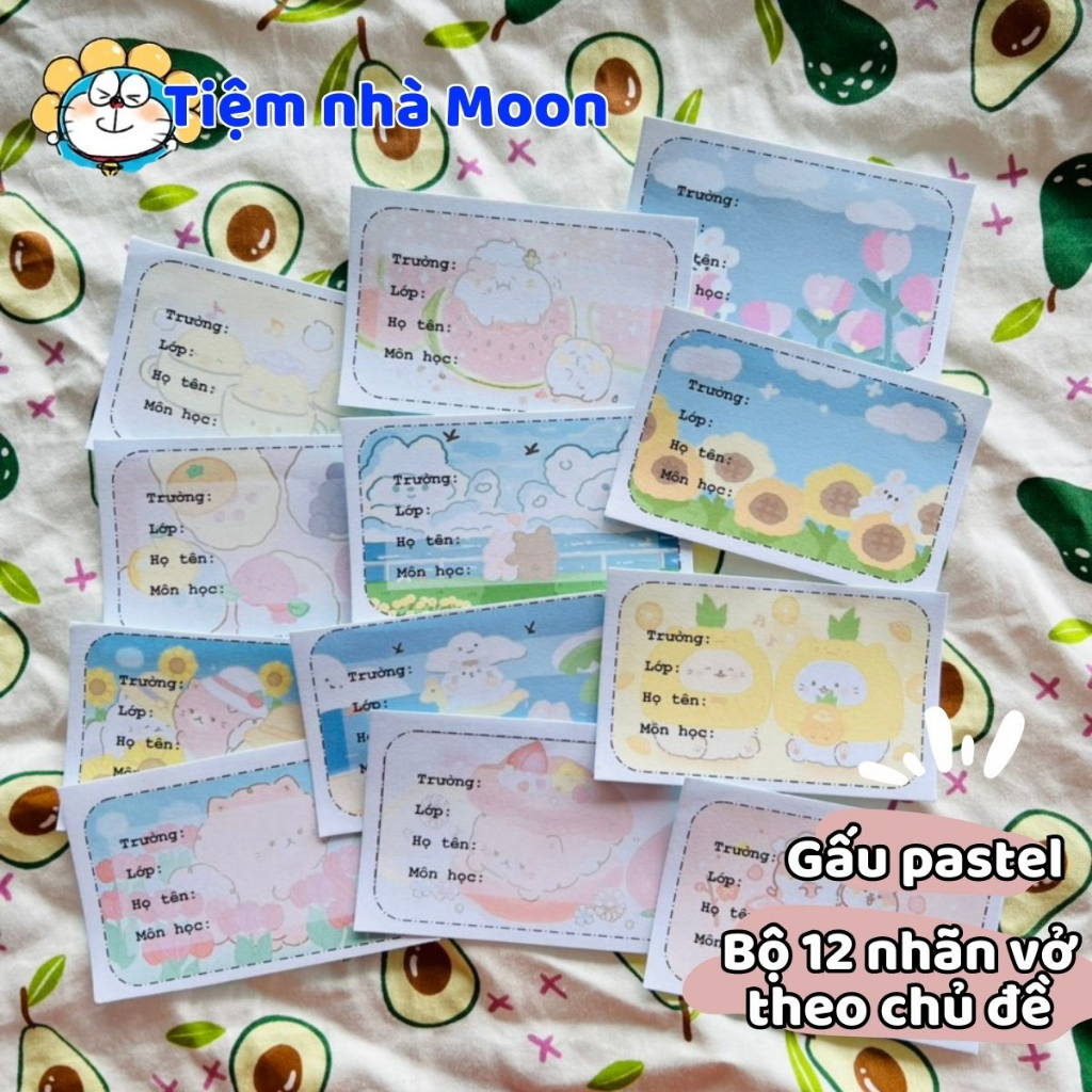 12 MIẾNG GIẤY NHÃN NHIỀU HÌNH