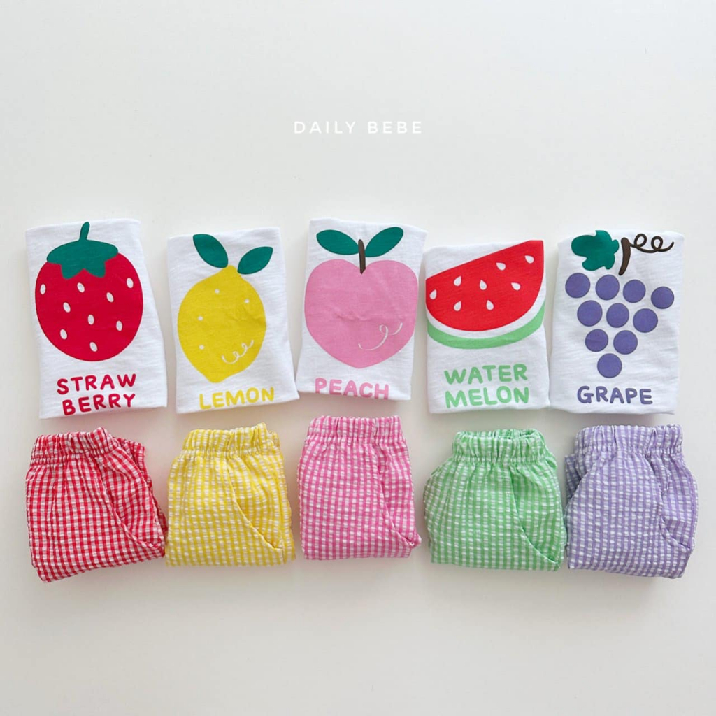 Dailybebe Set bộ cộc tay trái cây mùa hè Hàn Quốc cho các bé