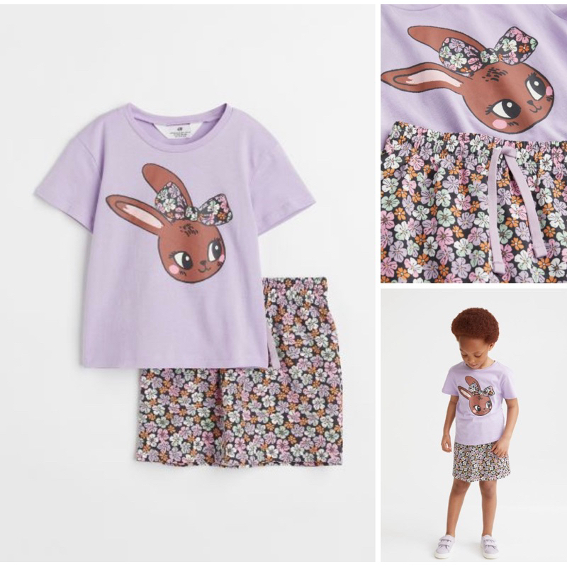 Set áo váy cho bé gái hoạ tiết thỏ siêu xinh săn sale US sz 6-8y