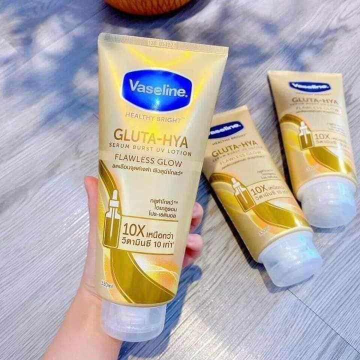 Sữa Dưỡng Thể Vaseline 10X Trắng Da, Mờ Thâm Đều Màu Da Vaseline Healthy Bright Gluta-Hya Serum Burst Lotion 330ml