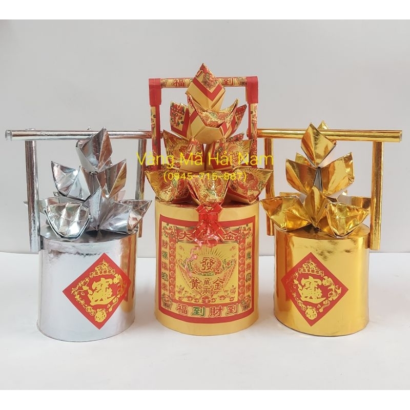 Gánh Vàng Bạc & Gánh Tài Lộc Cầu Tài Chiêu Lộc / Kinh Thương Thuận Lợi / Cúng Khai Trương / Cúng Thần Tài - Size Trung