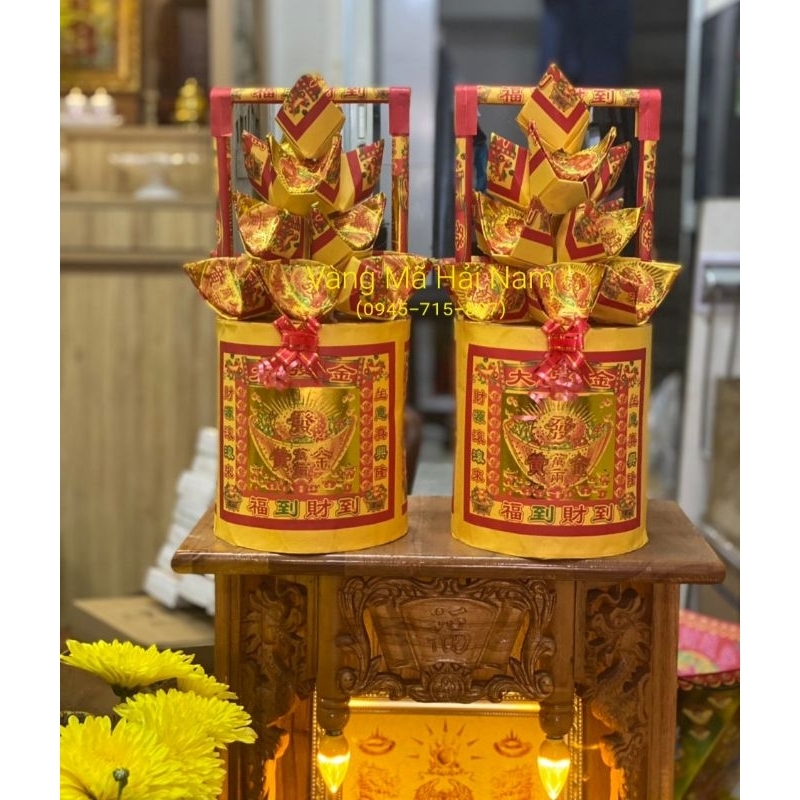 Gánh Vàng Bạc & Gánh Tài Lộc Cầu Tài Chiêu Lộc / Kinh Thương Thuận Lợi / Cúng Khai Trương / Cúng Thần Tài - Size Trung