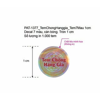 Tem chống hàng giả decal 7 màu 1cm