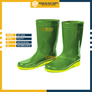 Ủng bảo hộ lao động, ủng đi mưa, làm vườn màu xanh rêu đế vàng HGP SAFETY chất liệu cao su mềm