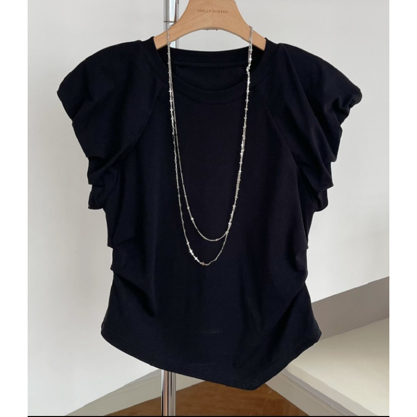 Áo thun LAM tay hến hàng quảng châu, áo nữ cổ tròn phong cách năng động cho nữ mùa hè 2023