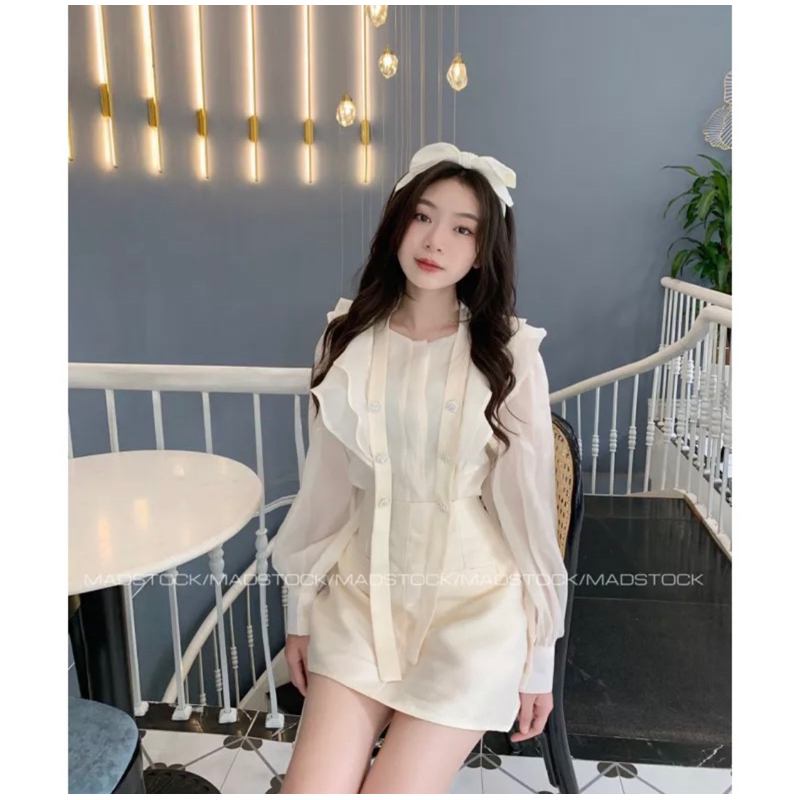 SET ÁO SƠ MI + CHÂN VÁY TAFTA ĐÍNH HOA ĐÁ SANG CHẢNH DỰ TIỆC