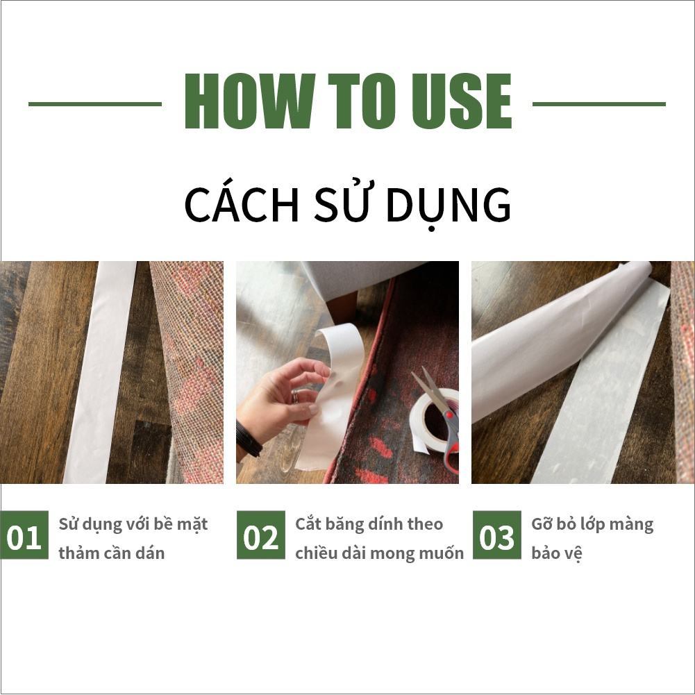 Băng dính dán thảm cố định thảm trải sàn SKORA 5cm x 10M đa năng tiện ích cho mọi gia đình thương hiệu Hàn Quốc