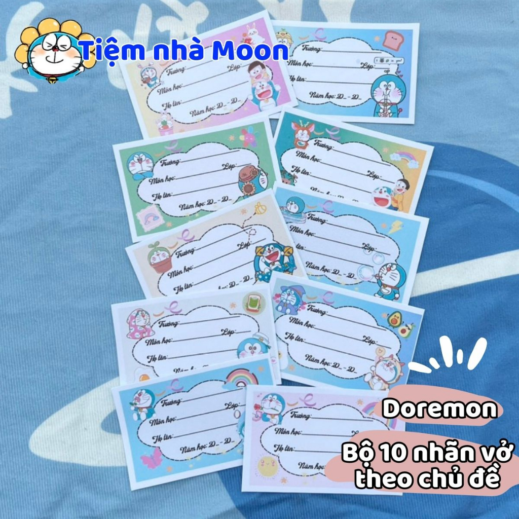 Bộ 10 nhãn vở gấu dâu, Kuromi, Bơ, Doremon