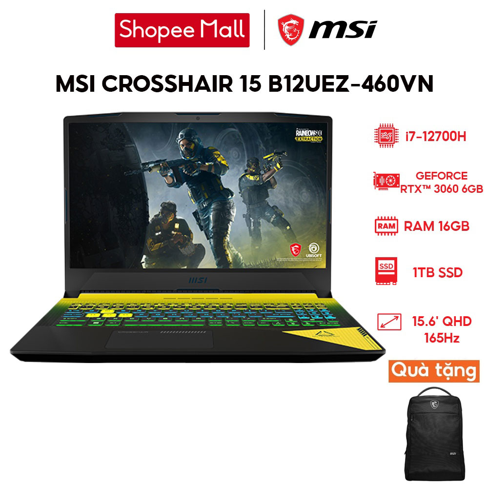 Laptop MSI Crosshair 15 B12UEZ-460VN i7-12700H | 16GB|1TB|RTX 3060 6GB | 15.6' QHD 165Hz