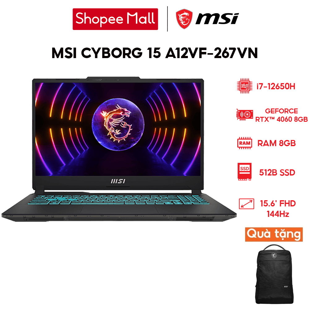 Laptop MSI Cyborg 15 A12VF-267VN i7-12650H | 8GB | 512GB | GeForce RTX 4060 8GB