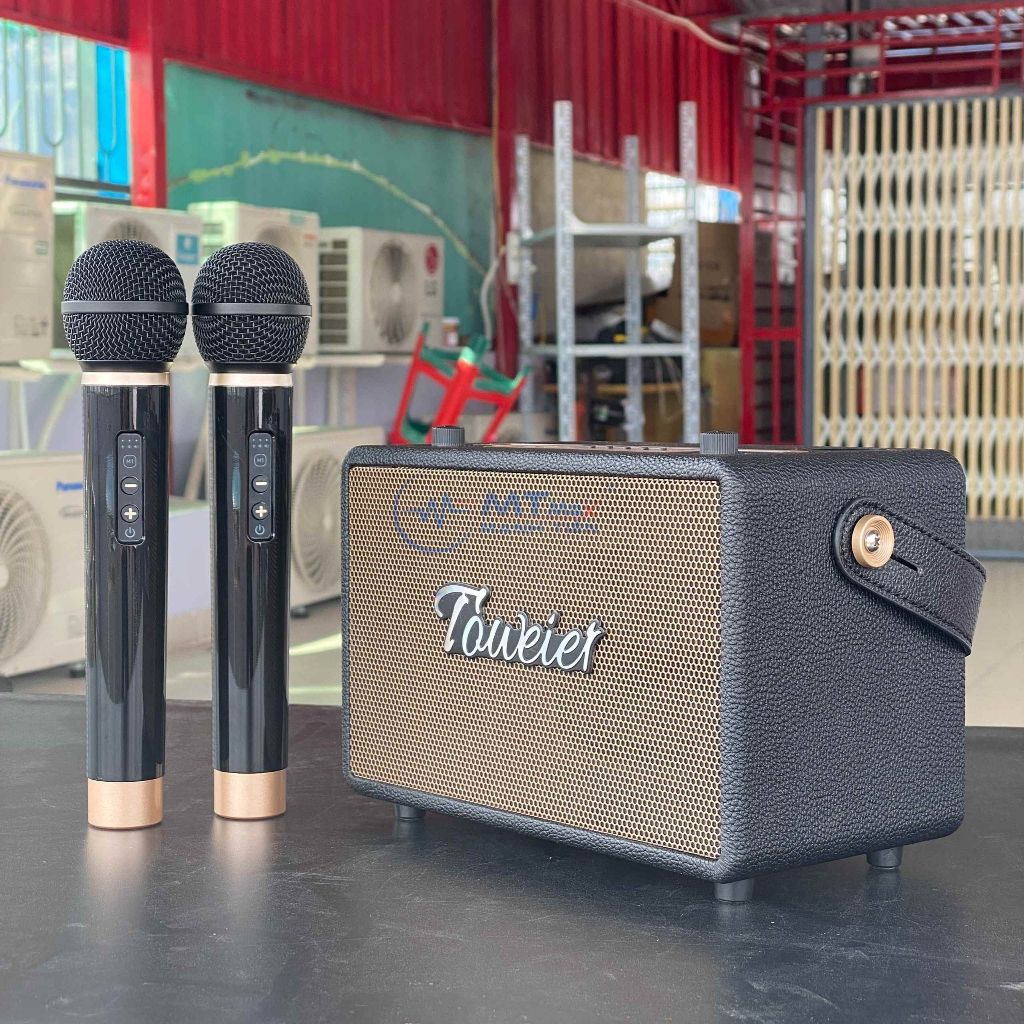 Loa Bluetooth Karaoke TW328 – Loa Xách Tay Kèm 2 Micro Không Dây Sang Trọng