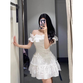 Đầm Zara Đầm mini Váy mini trễ vai thô đũi đục lỗ Zara xuất Váy Zara