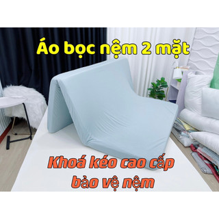 Áo bọc nệm thun lạnh cao cấp có khóa kéo bọc 2 mặt