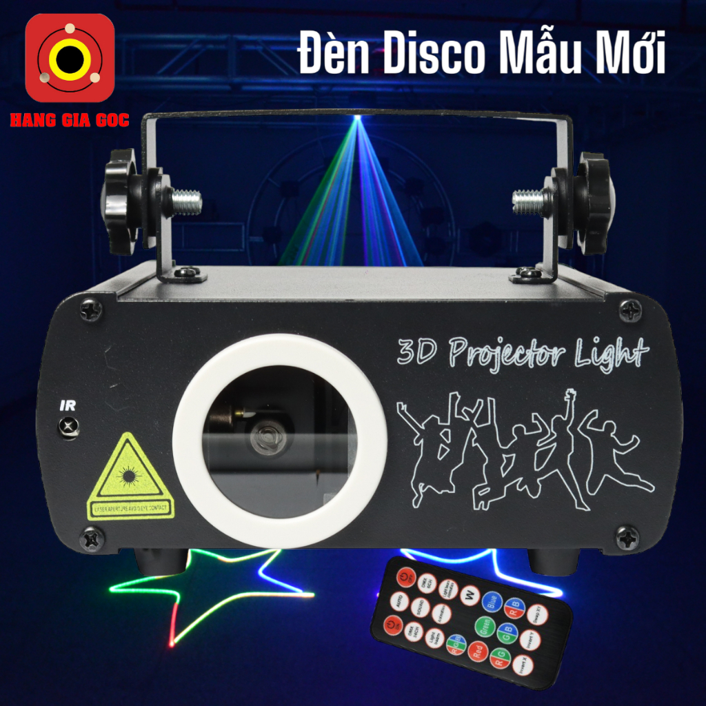 Đèn Disco Mẫu Mới 002 Đánh Tia Laser RGB, Tích Hợp Điều Khiển Đa Năng Từ Xa, Đồ Hoạ 3D Và Nhiều Màu