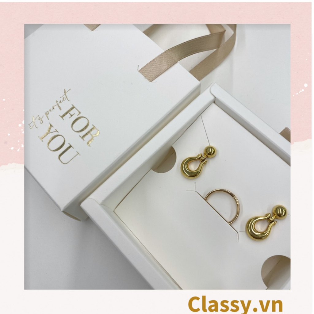 Hộp đựng đồ trang sức, bông tai, vòng cổ Classy cao cấp màu trắng đen Q963