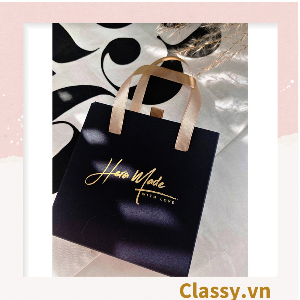 Hộp đựng đồ trang sức, bông tai, vòng cổ Classy cao cấp màu trắng đen Q963