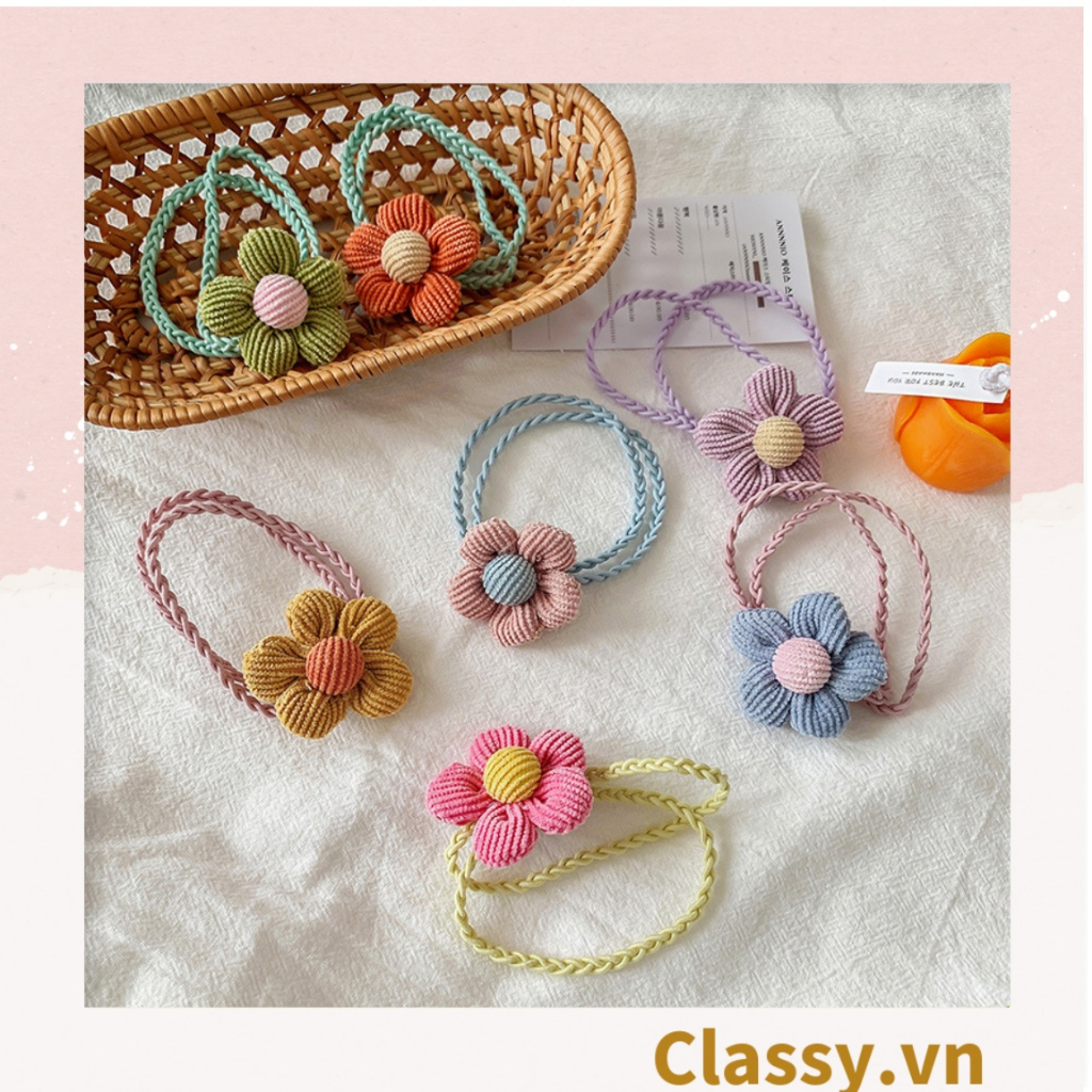 Dây cột tóc Classy hai dây hình bông hoa năm cánh nhiều màu tạo nét nữ tính cho nàng PK1399