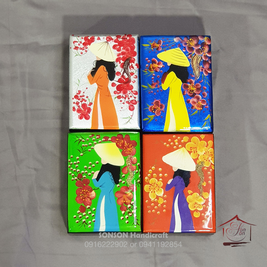 Hộp Đựng Đồ Trang Sức, Nữ Trang Bằng Gỗ Sơn Mài Hình Chữ Nhật Lót Vải Nhung Đỏ Sang Trọng - Quà tặng, Quà lưu niệm