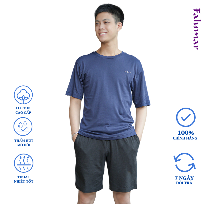 Bộ hè nam Falumar quần đùi áo phông cộc tay chất cotton Big size