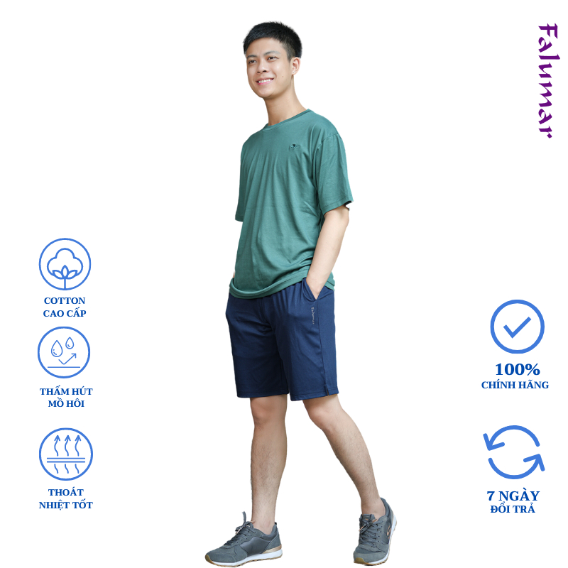 Bộ hè nam Falumar quần đùi áo phông cộc tay chất cotton Big size