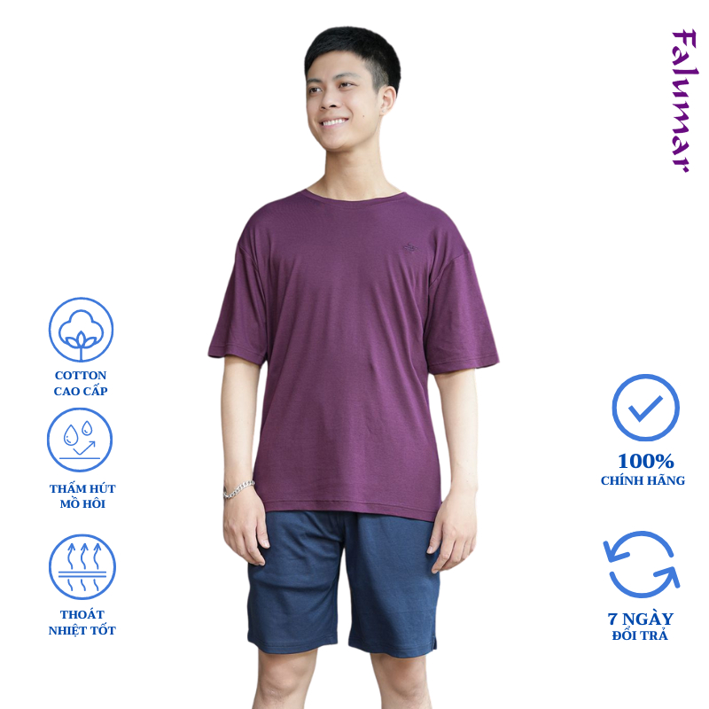 Bộ hè nam Falumar quần đùi áo phông cộc tay chất cotton Big size