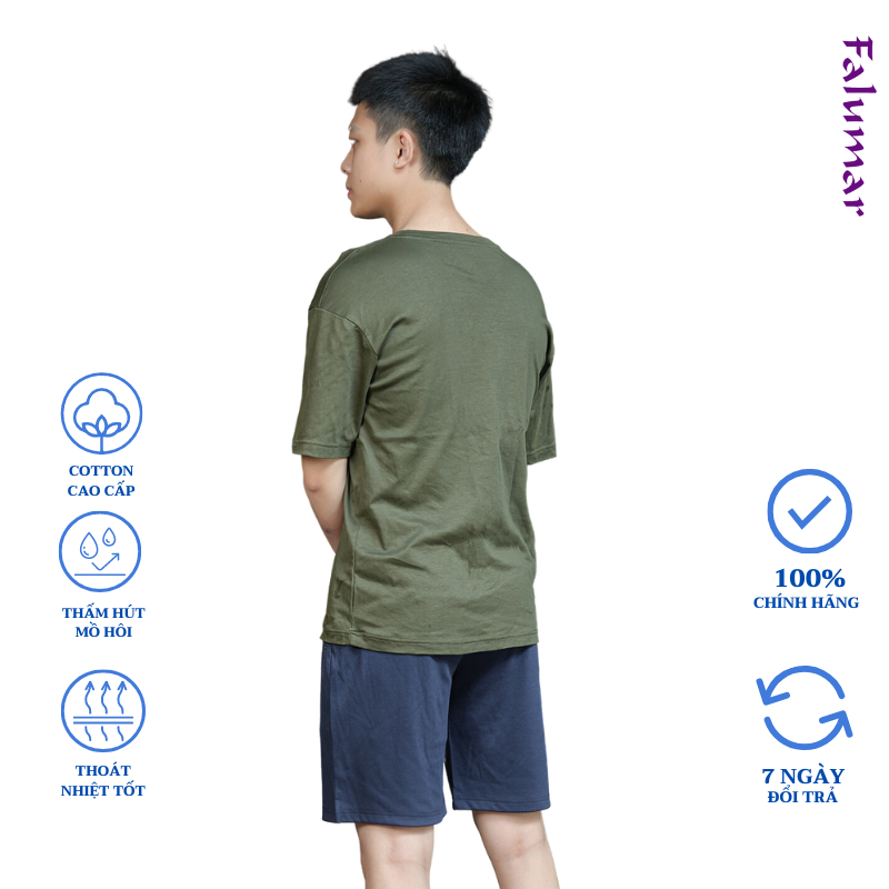 Bộ hè nam Falumar quần đùi áo phông cộc tay chất cotton Big size