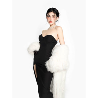 Váy ôm body cúp ngực xẻ tà có mút ngực