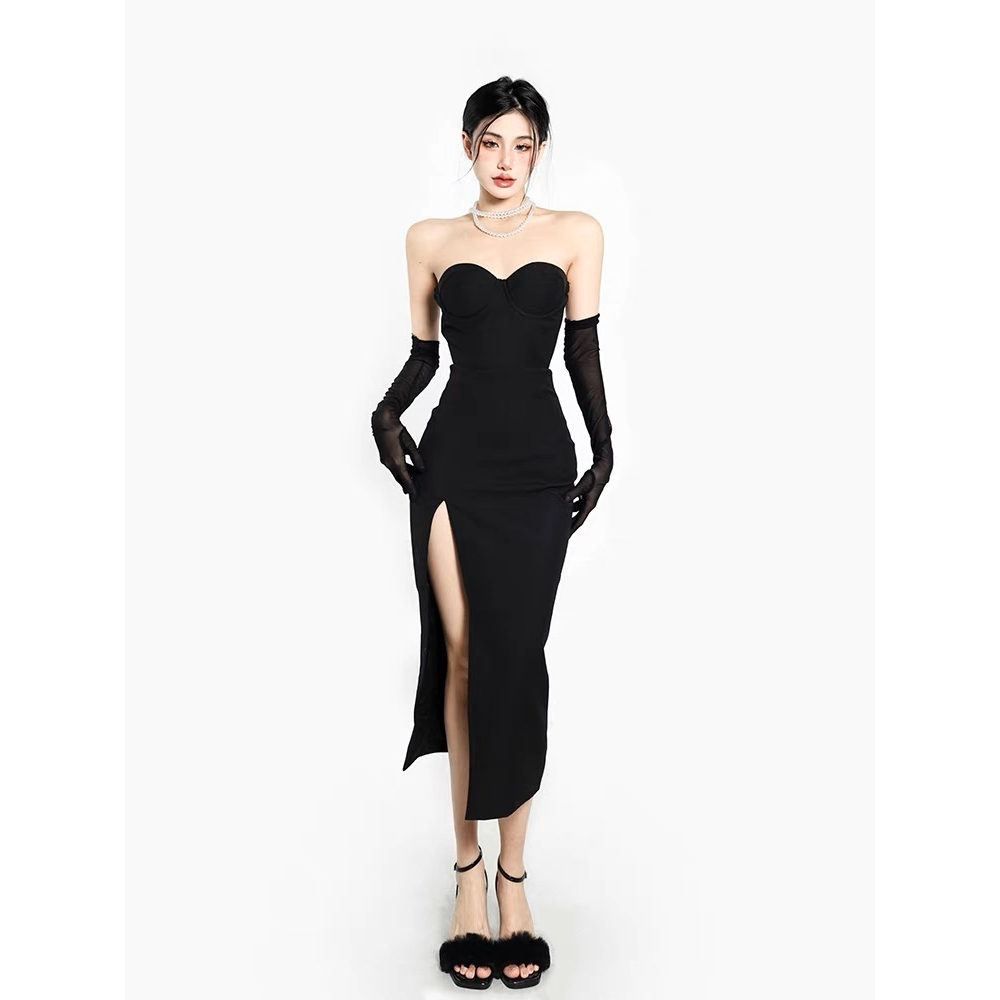 Váy ôm body cúp ngực xẻ tà có mút Liberal Garment