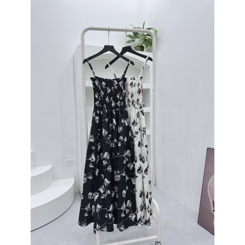 Váy maxi hoa 2 dây chun ngực