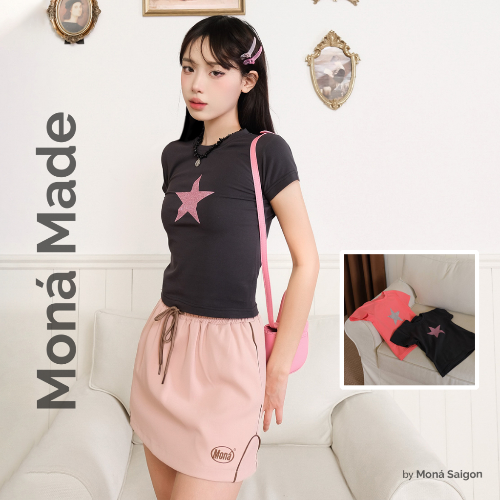 Áo Thun Baby Tee Form Ôm Y2K Moná - Star