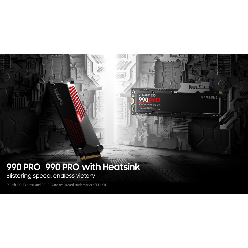 Ổ cứng Samsung SSD 990 PRO with Heatsink  PCIe Gen 4.0x4  NVMe 2.0 – 1TB/2TB Hàng Chính Hãng Samsung